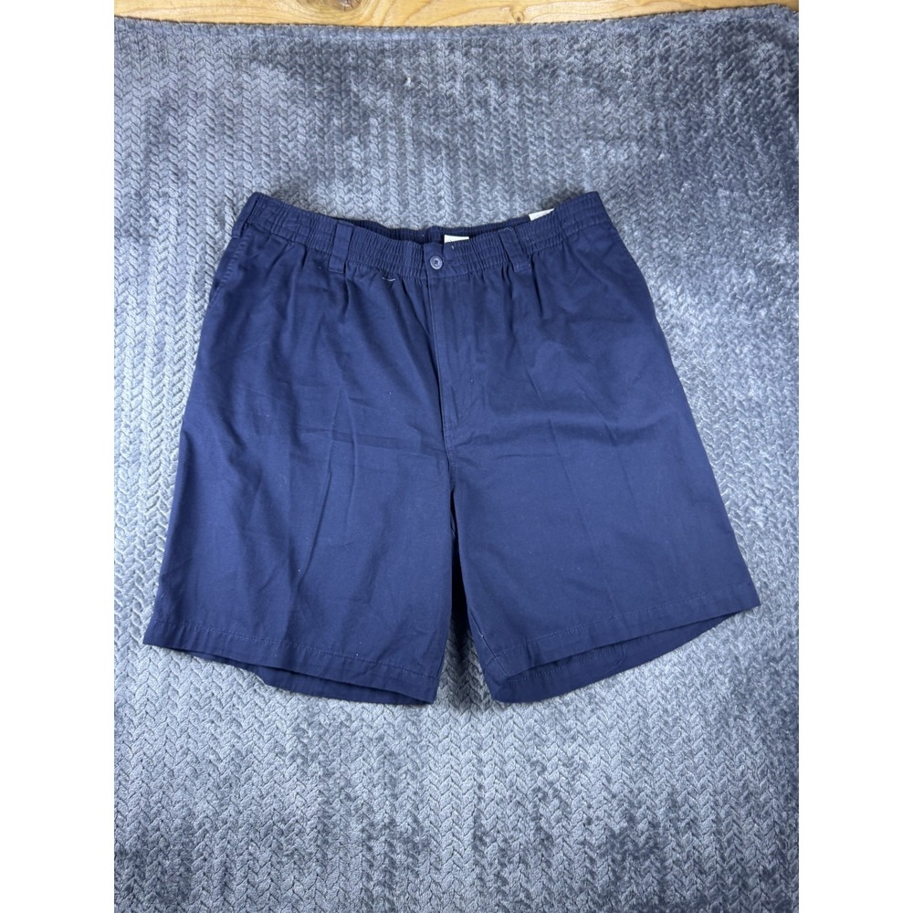 Harbor Bay Mens XL Navy Cotton Loose Fit Elastic Waist Chino Shorts New